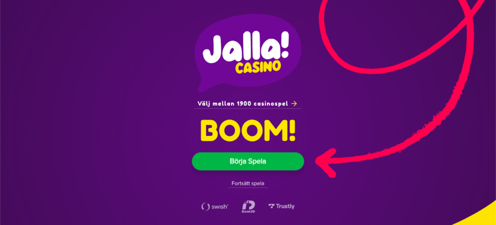 Startsida på Jalla Casino
