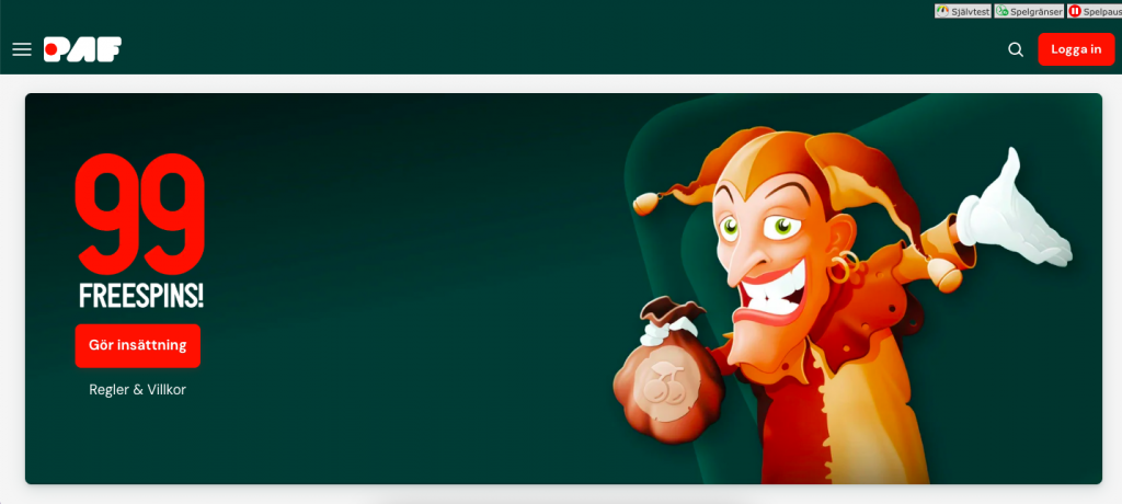 Free spins på Paf