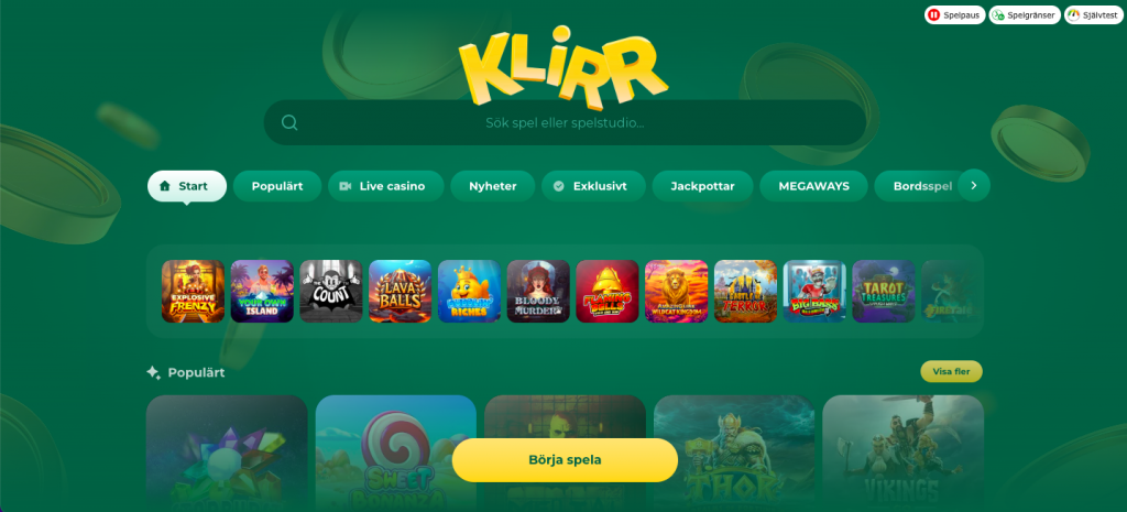 Klirr startsida lobby