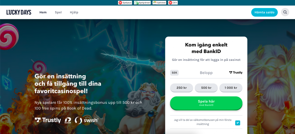 Lucky days startsida