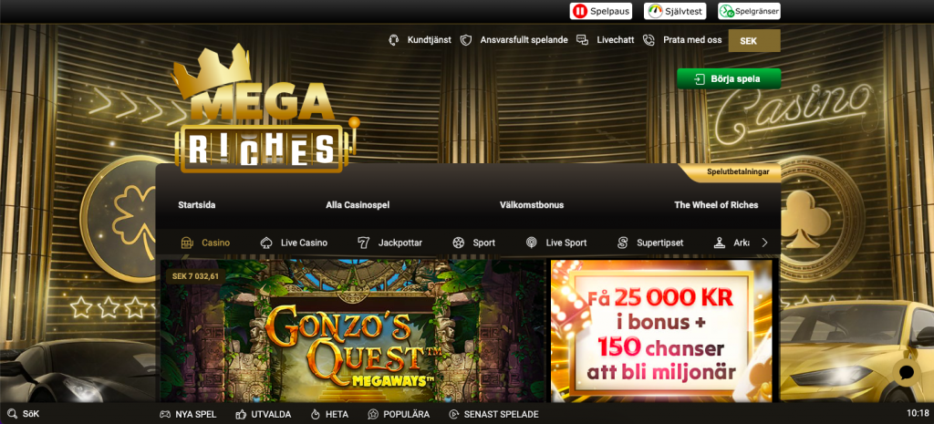 MegaRiches startsida