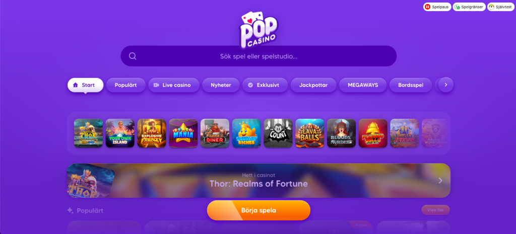 Pop casino lobby