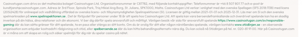Licens information på casino