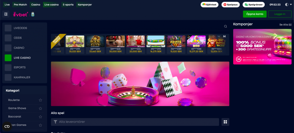 Vbet live casino