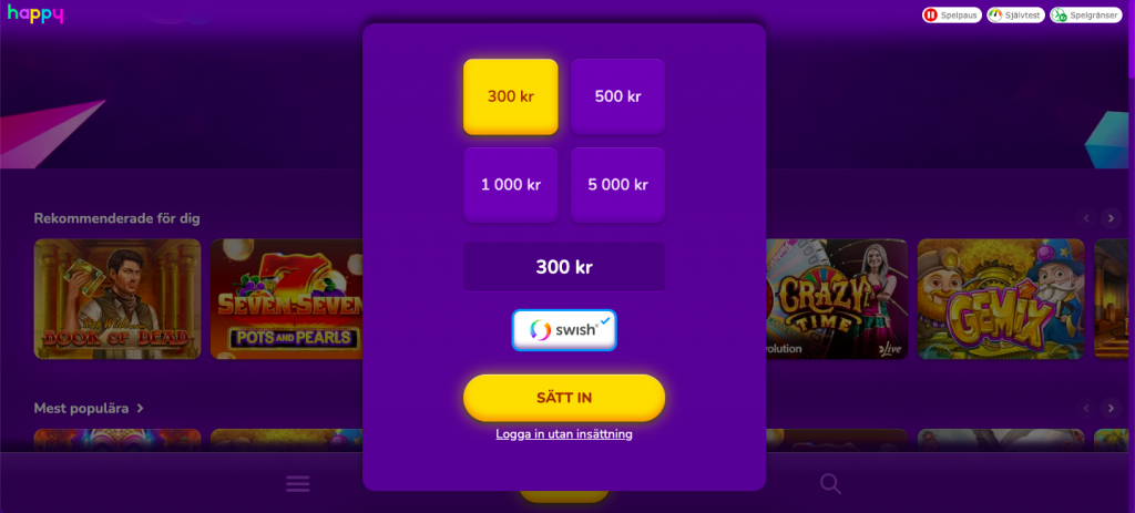Happy Casino insattning