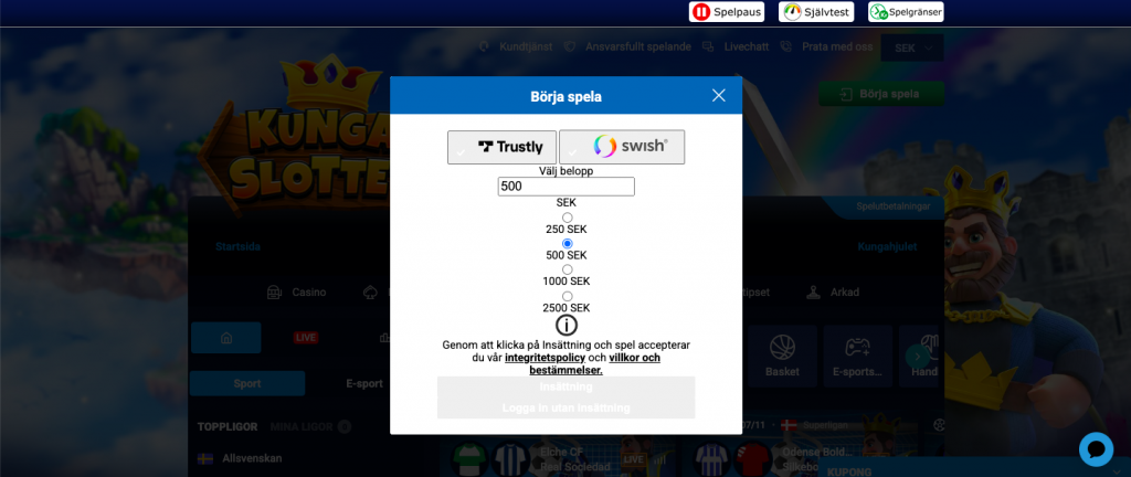 Kungaslottet betalning
