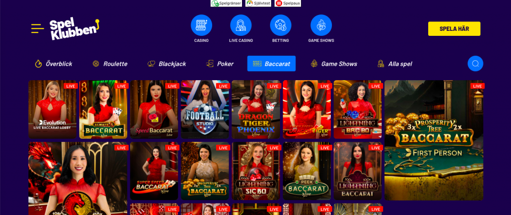Spelklubben live casino