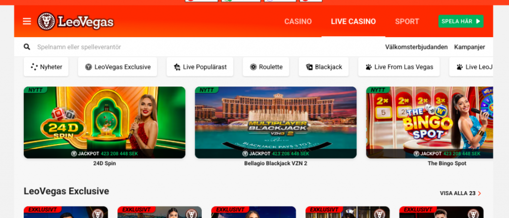 Leovegas live casino