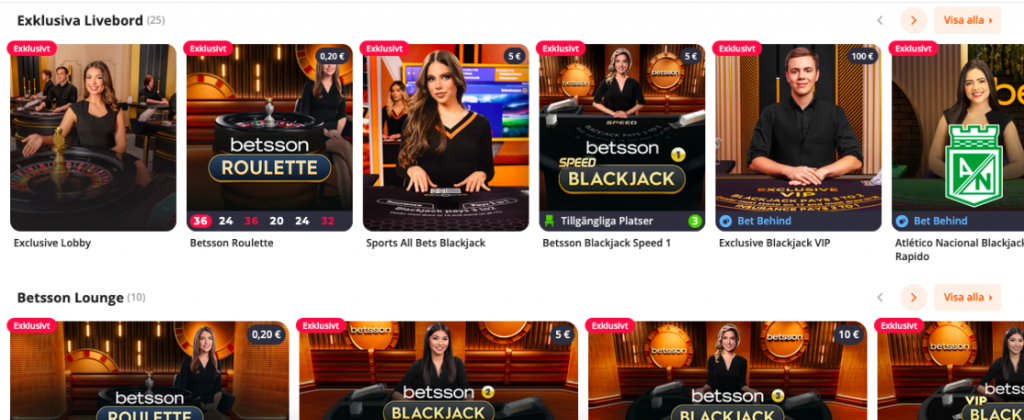 Live casino Betsson